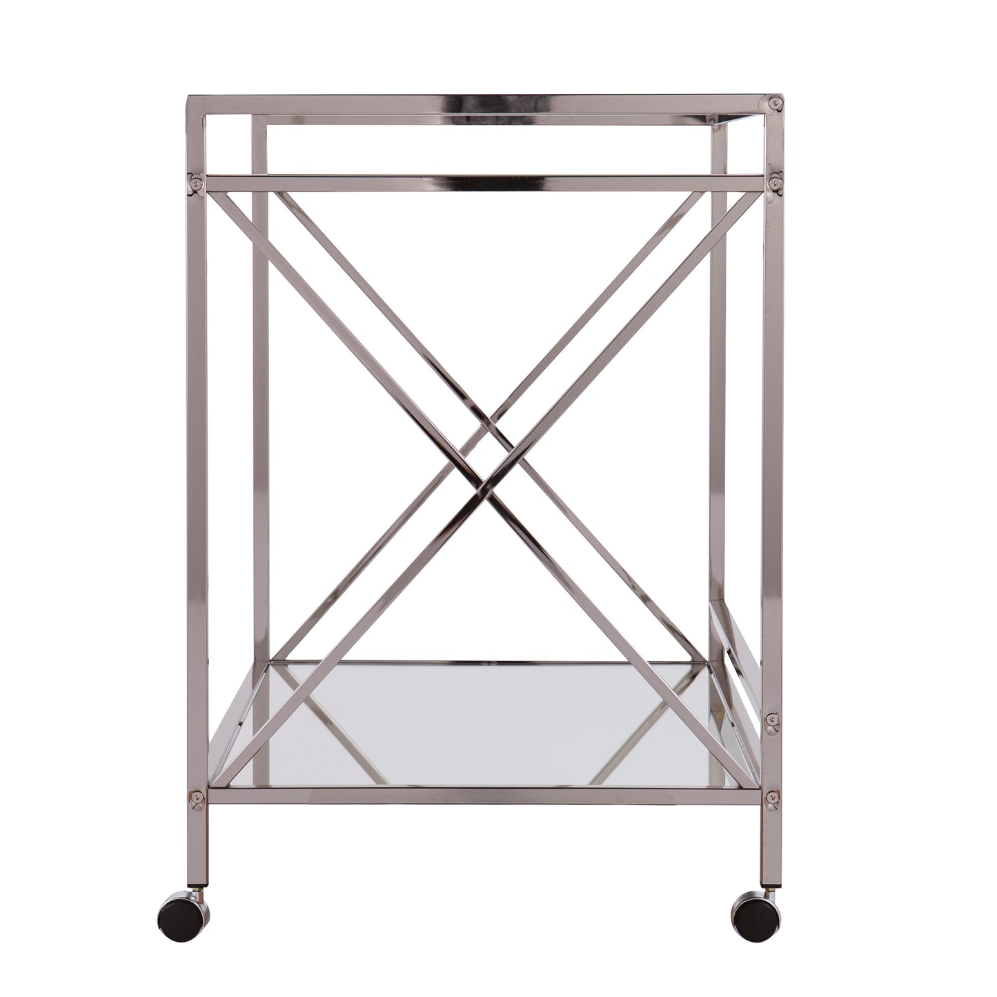 Maxton Silver Bar Cart - bar cart side view 