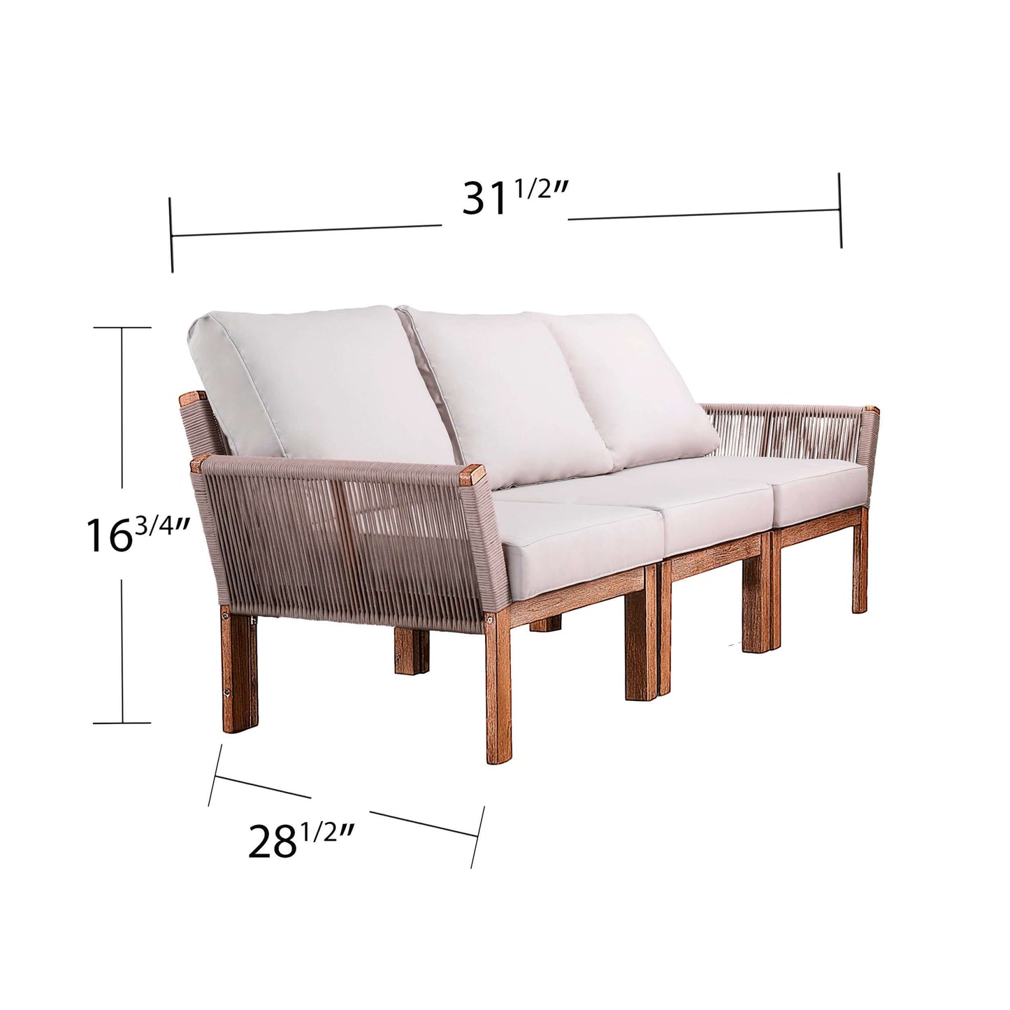 Angled view of Outdoor Conversation Set | Brendina 4pc Patio Set - 3 seater only with dimensions