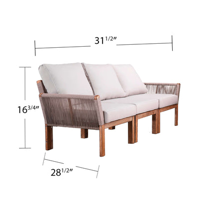 Angled view of Outdoor Conversation Set | Brendina 4pc Patio Set - 3 seater only with dimensions
