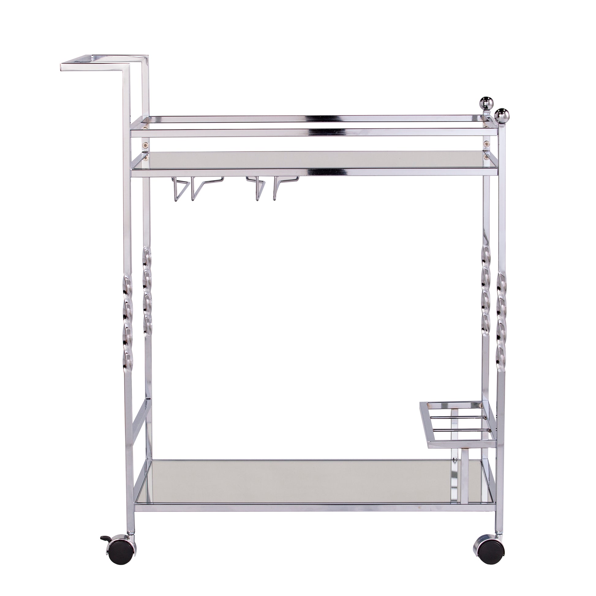 Ivers Metal Mirrored Bar Cart - Chrome - bar cart front or back view 