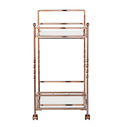 Ivers Metal Mirrored Bar Cart - Champagne - bar cart side view 