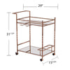 Ivers Metal Mirrored Bar Cart - Champagne - bar cart with measurements 