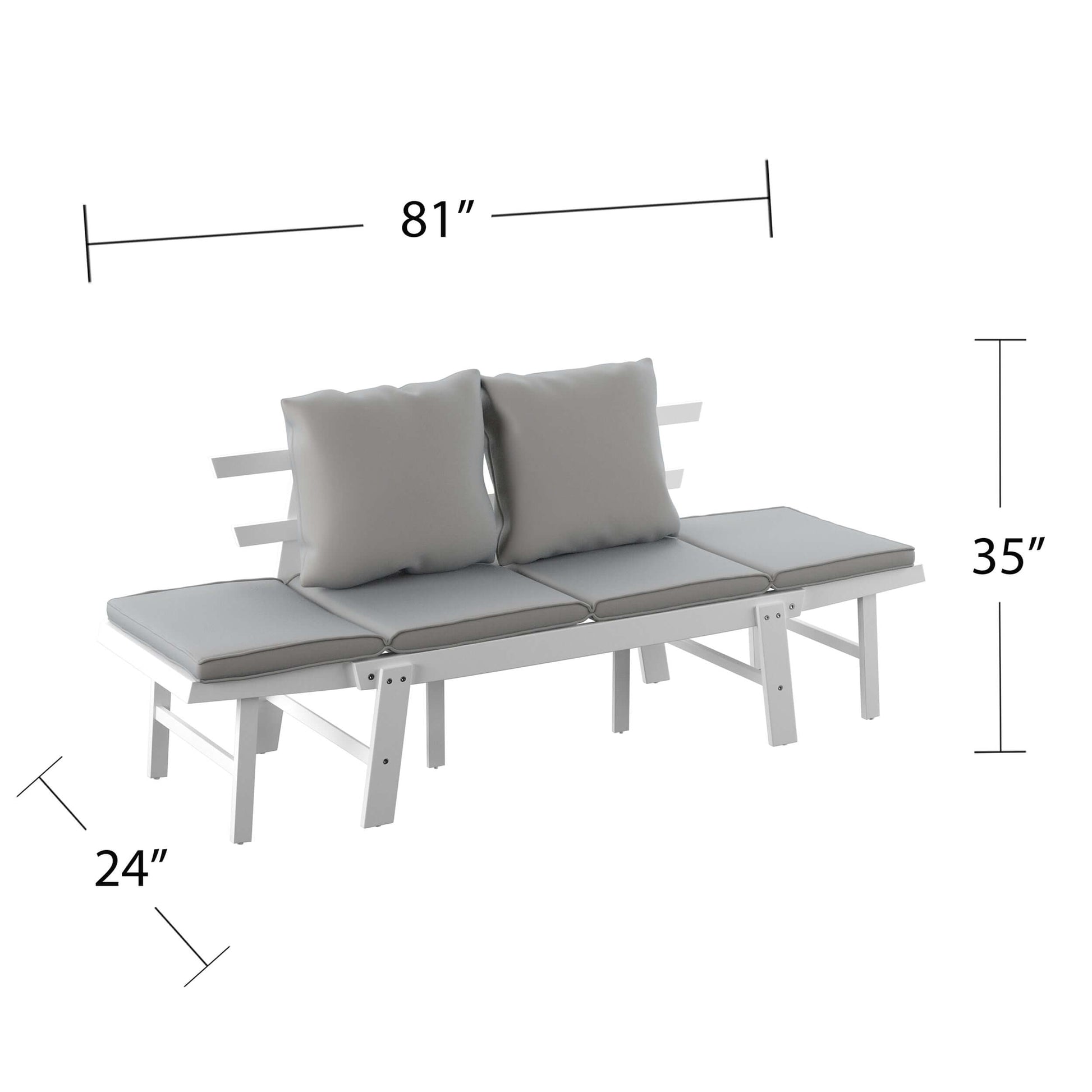 Angled view extended Folding Outdoor Lounge Chair Holly & Martin Dolavon Convertible Lounge Chair with dimensions 