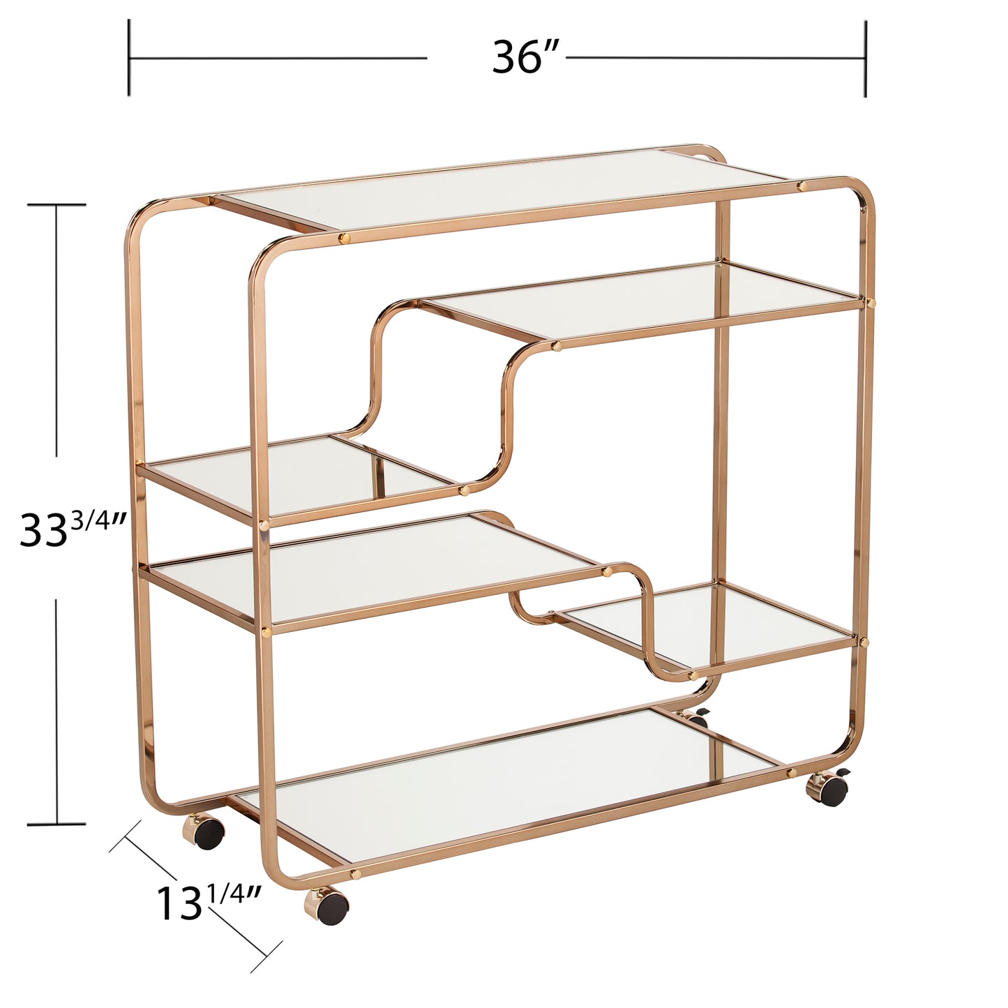 Maylynn Art Deco Mirrored Bar Cart - bar cart with measurements 