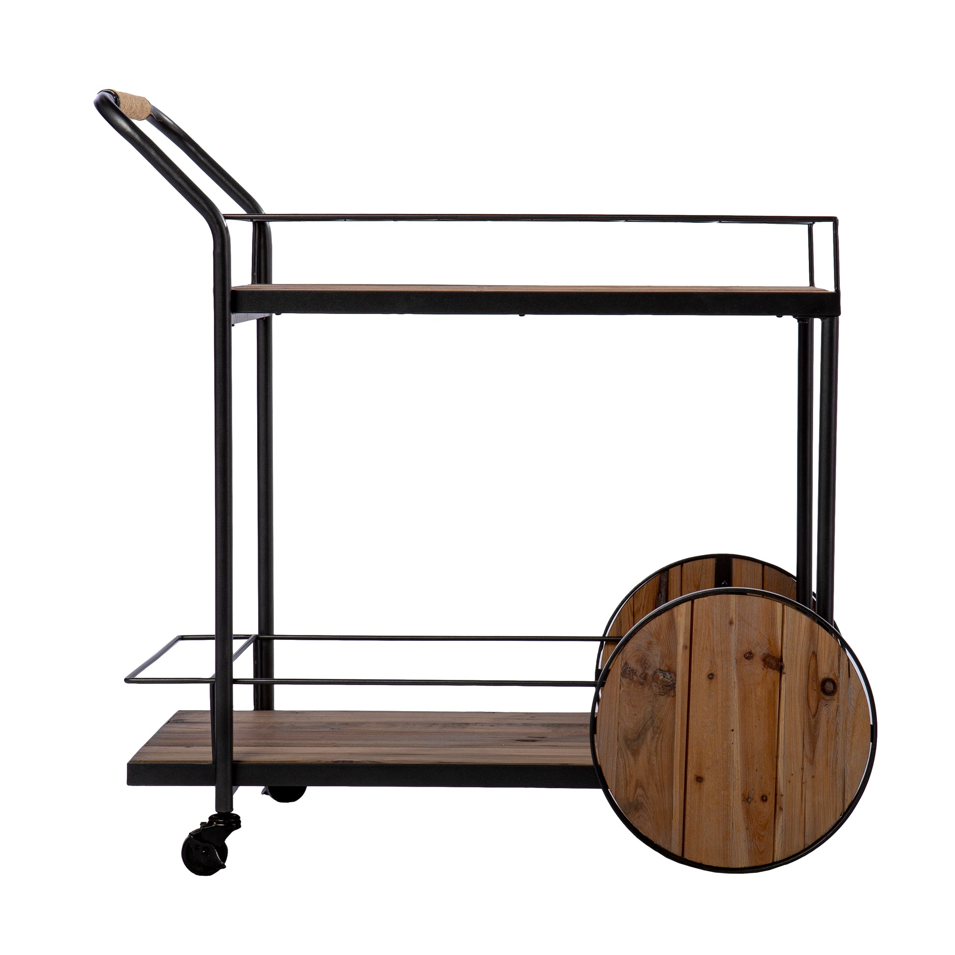 Pemton Reclaimed Wood Bar Cart - bar cart front or back view 