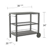 Bajarno Outdoor Bar Cart - bar cart at an angle with measurements 