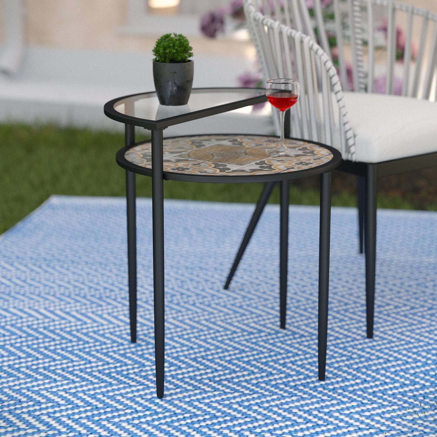 Lifestyle image of Patio Side Table | Lorengo Outdoor Accent Table 